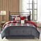 Queen Herringbone Comforter Set, 7-Piece Buffalo Plaid Bedding Collection